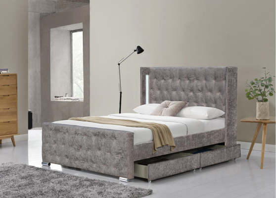 Optional Size and Multicolor  Upholstered Bed Tufted Buttons With storage