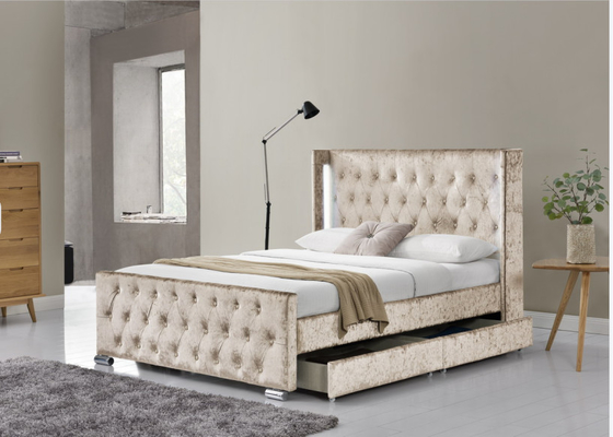 Optional Size and Multicolor  Upholstered Bed Tufted Buttons With storage
