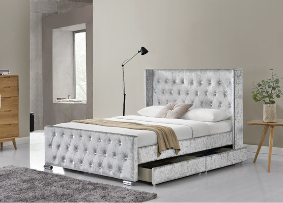 Optional Size and Multicolor  Upholstered Bed Tufted Buttons With storage