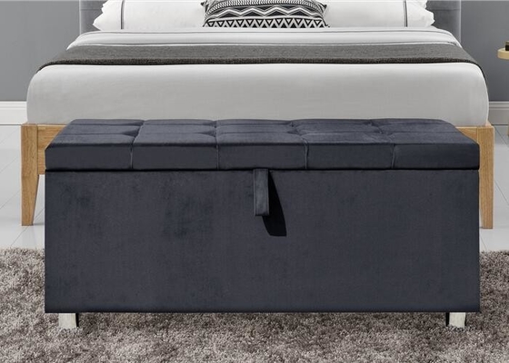 Soft Velvet Fabric Storage Ottoman Blanket Box Chest Plsuh
