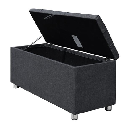Upholstered Fabric Storage Ottoman Dark UK FR Grey Fabric Blanket Box