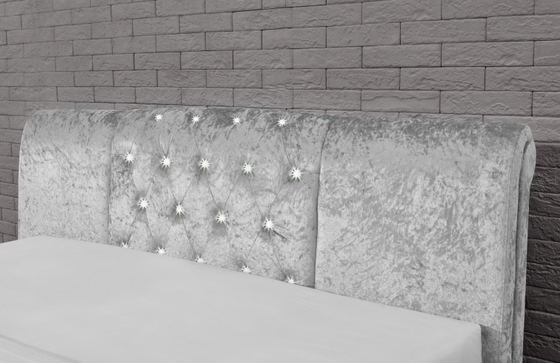 Luxury Duble Size Tufted Storage Bed Lint Sliver Crystal Button European Style