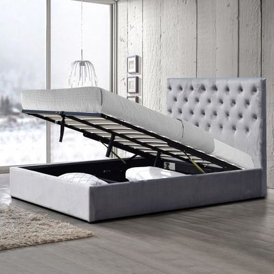 Lift Up Storage Bed Full Size Linen Upholstered Bed Frame with Hydraulic Storage