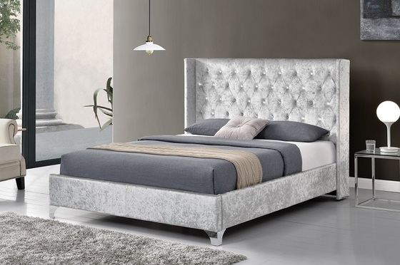 King Size  Upholstered Bed  With Crystal  buttons