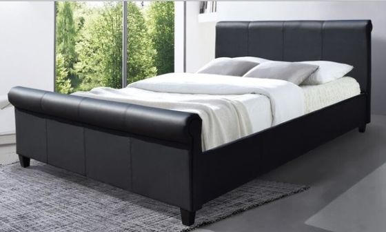 Black Faux Leather Upholstered Bed WIth BSCI